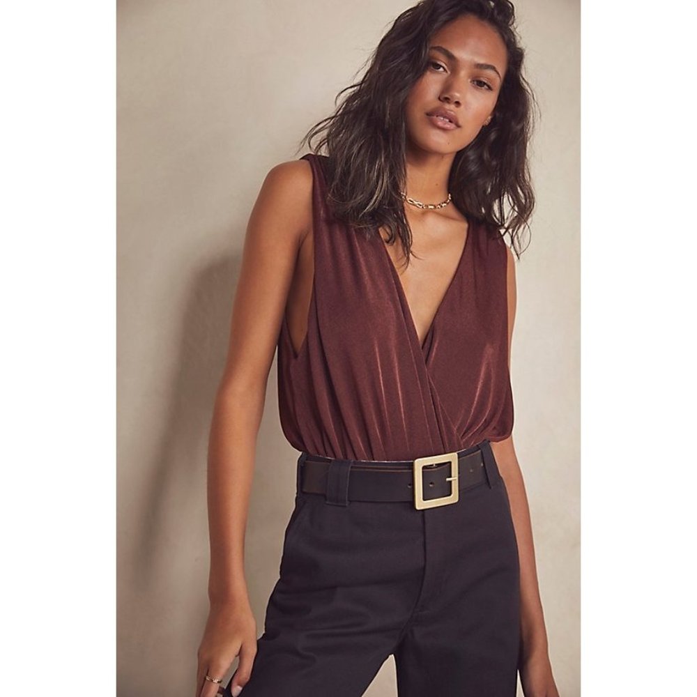 Free People Brown Sleeveless Bodysuit